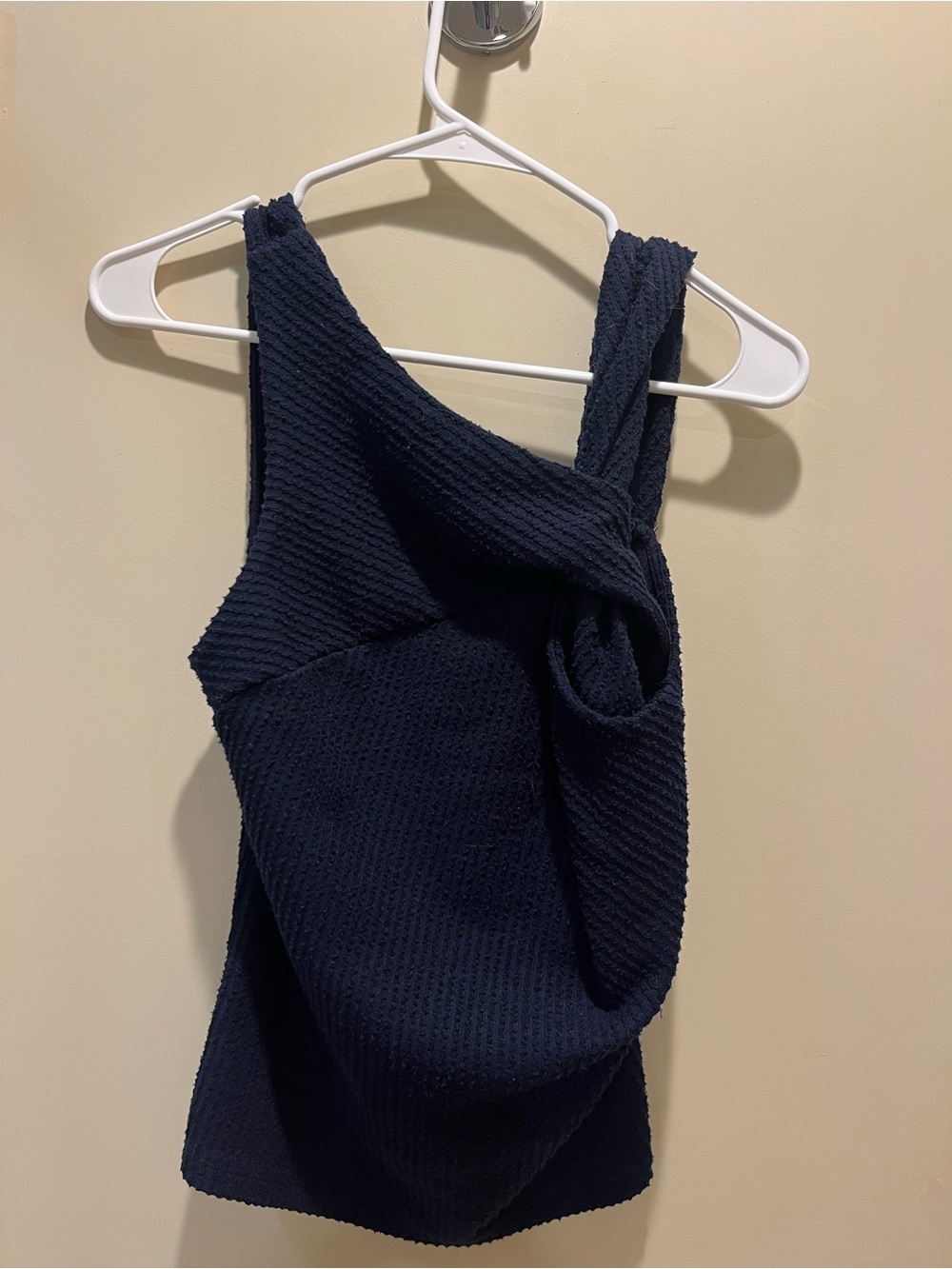 Sunday in Brooklyn Navy Textured Twist Tank Top